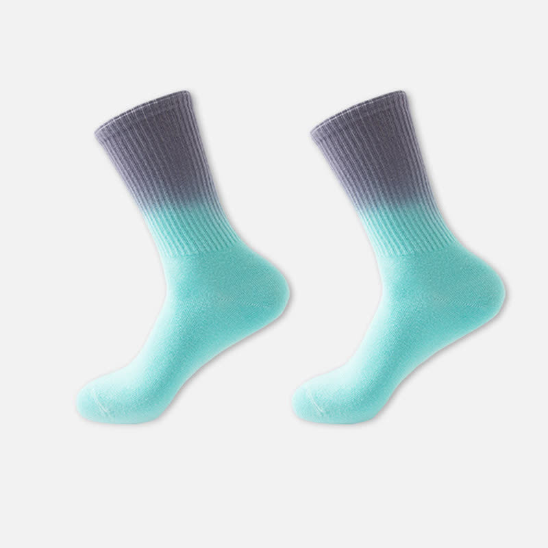 Gradient Color Block Quarter Compression Socks(6 Pairs) - Light Blue - EU35-42(US3-8.5) - image 13