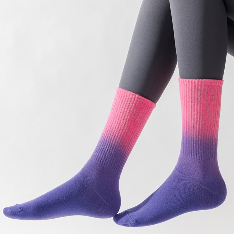 Gradient Color Block Quarter Compression Socks(6 Pairs) - image 15