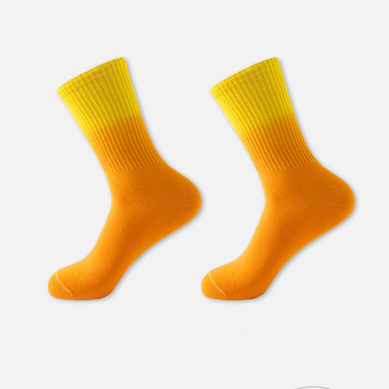 Gradient Color Block Quarter Compression Socks(6 Pairs) - Orange - EU35-42(US3-8.5) - image 7