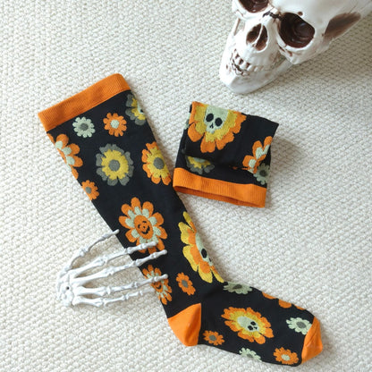 Plusock Plus Size Halloween Floral Skull  Series Compression Socks - image 2