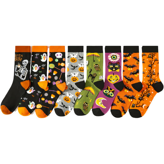Plus Size Halloween Cute Cartoon Print Quarter Socks(8 Pairs) - image 1