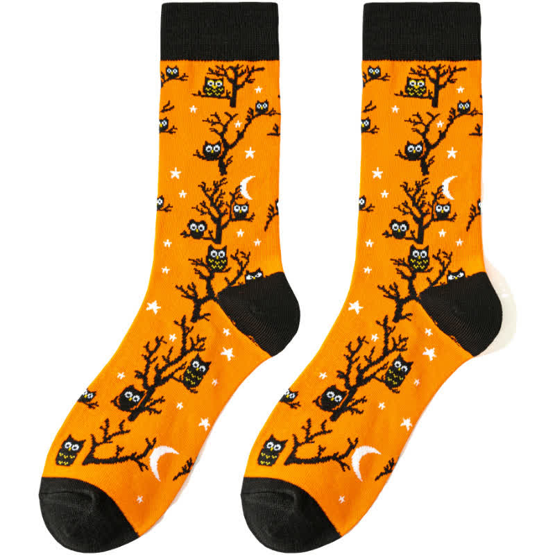 Plus Size Halloween Cute Cartoon Print Quarter Socks(8 Pairs) - Orange-A - EU39-45(US6-11) - image 18