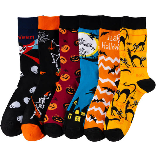 Plus Size Halloween-inspired Printed Quarter Socks(6 Pairs) - image 1