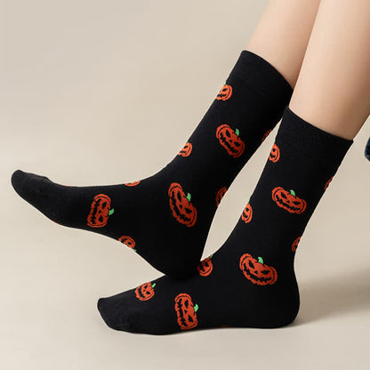 Plus Size Halloween Fun Pumpkin Skull Quarter Socks(6 Pairs) - image 7