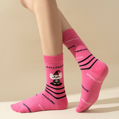 Plus Size Halloween Cute Cat Ghost Quarter Socks(6 Pairs) - image 10