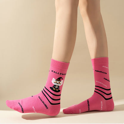 Plus Size Halloween Cute Cat Ghost Quarter Socks(6 Pairs) - image 11