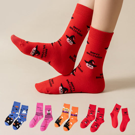 Plus Size Halloween Cute Cat Ghost Quarter Socks(6 Pairs) - image 1