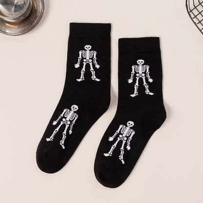 Plus Size Halloween Creative Skull Bat Quarter Socks(4 Pairs) - Black-B - EU36-44(US4-10) - image 8