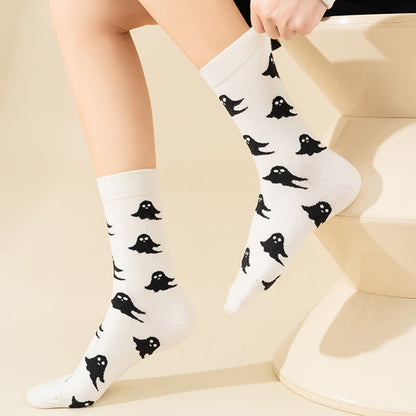 Plus Size Halloween Creative Skull Bat Quarter Socks(4 Pairs) - image 12