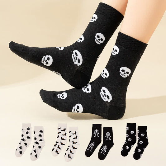 Plus Size Halloween Creative Skull Bat Quarter Socks(4 Pairs) - image 1