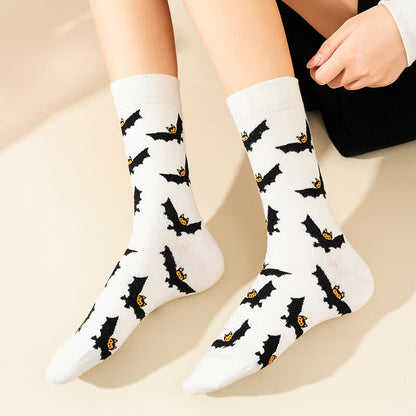 Plus Size Halloween Creative Skull Bat Quarter Socks(4 Pairs) - image 10