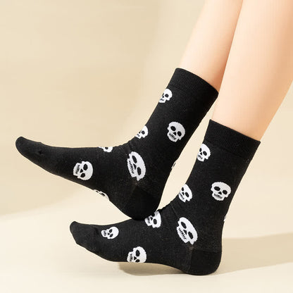 Plus Size Halloween Creative Skull Bat Quarter Socks(4 Pairs) - image 4