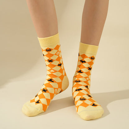 Plus Size Halloween Yellow Pumpkin Quarter Socks(4 Pairs) - image 10