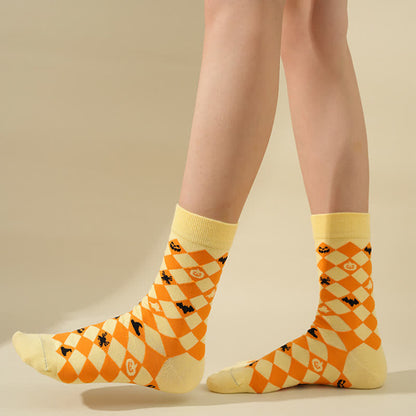 Plus Size Halloween Yellow Pumpkin Quarter Socks(4 Pairs) - image 11