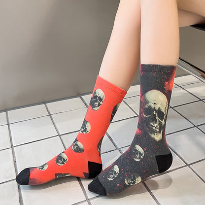 Halloween 3D Digital Skull Print Quarter Socks(6 Pairs) - image 13