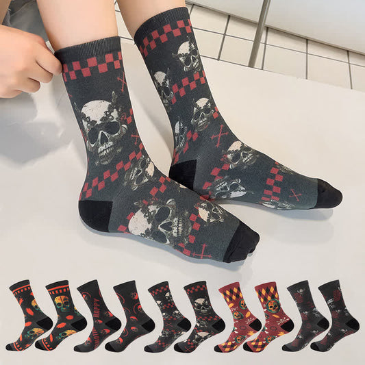 Halloween Spooky Skull Quarter Socks(5 Pairs) - Multicolor - EU36-44(US4-10) - image 1