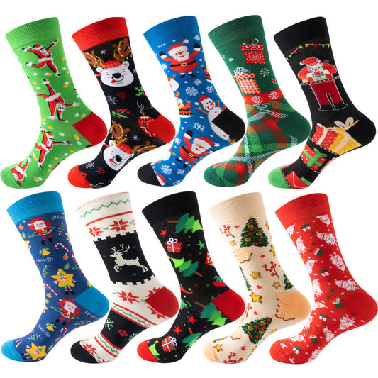 Plus Size Cute Christmas Series Quarter Socks(10 Pairs) - Multicolor - EU39-45(US6-11) - image 1