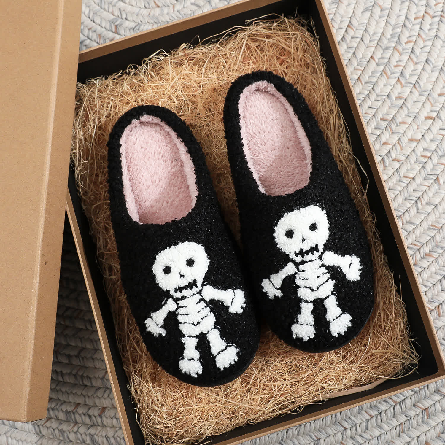Plus Size Halloween Horror Skeleton Slippers - Black - EU44-45(US10-11) - image 2