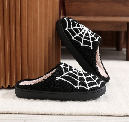 Plus Size Halloween Spider Web Print Slippers - image 10