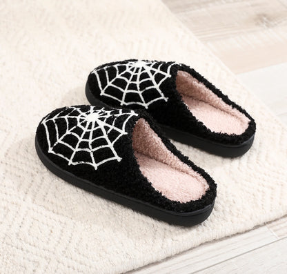 Plus Size Halloween Spider Web Print Slippers - image 9