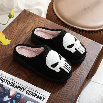 Plus Size Halloween Cartoon Skull Print Slippers - Black - EU44-45(US10-11) - image 2
