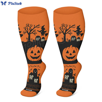 Plus Size Halloween Cat Spider Compression Socks(3 Pairs) - image 3