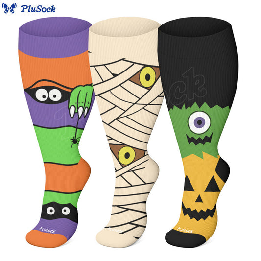 Plus Size Halloween Eyes Compression Socks(3 Pairs) - image 1