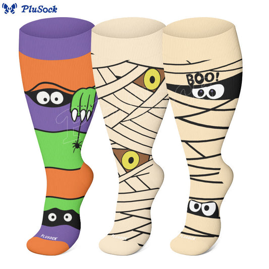 Plus Size Halloween Funny Peek Compression Socks(3 Pairs) - image 1