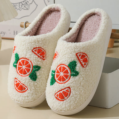 Plus Size Orange Print Slippers - White - EU43-44(US9-10) - image 2
