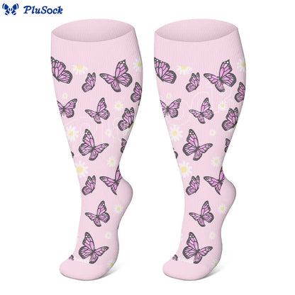 Plusock Plus Size Butterfly Flower Series Compression Socks(3 Pairs) - image 6