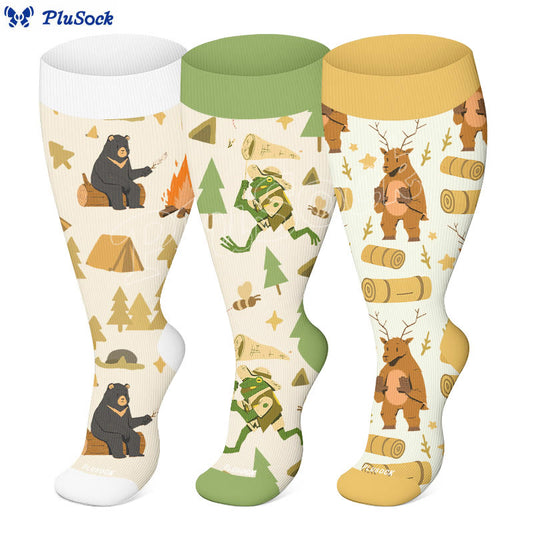 Plus Size Camping Time Compression Socks(3 Pairs) - image 1