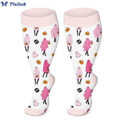 Plus Size Halloween Fantasy Ghost Print Compression Socks(3 Pairs) - image 3