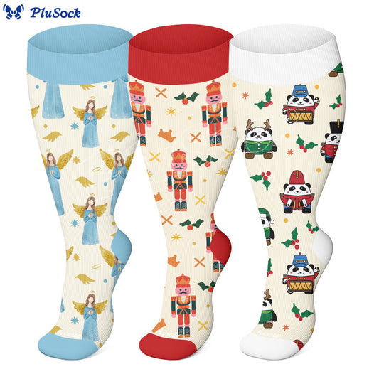 Plus Size Panda Angel Compression Socks(3 Pairs) - image 1