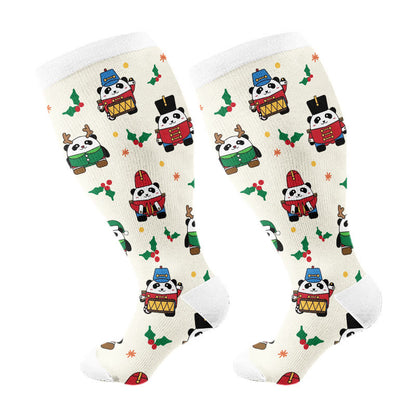 Plus Size Panda Angel Compression Socks(3 Pairs) - White(1 Pair) - 4XL - image 8
