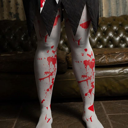 Halloween Blood Print Thigh High Stockings - White - One Szie - image 2