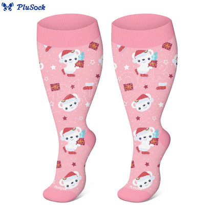 Plus Size Christmas Bears Compression Socks(3 Pairs) - image 3