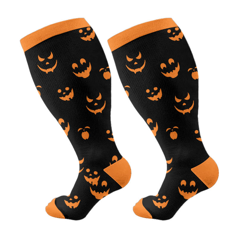 Plusock Plus Size X Ray Cat Christmas Animals Compression Socks - Orange - 4XL - image 7