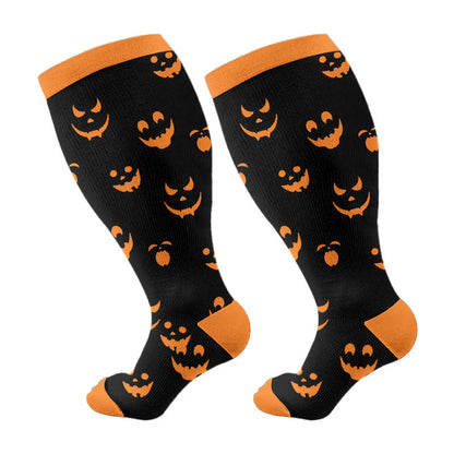 Plusock Plus Size X Ray Cat Christmas Animals Compression Socks - Orange - 4XL - image 7