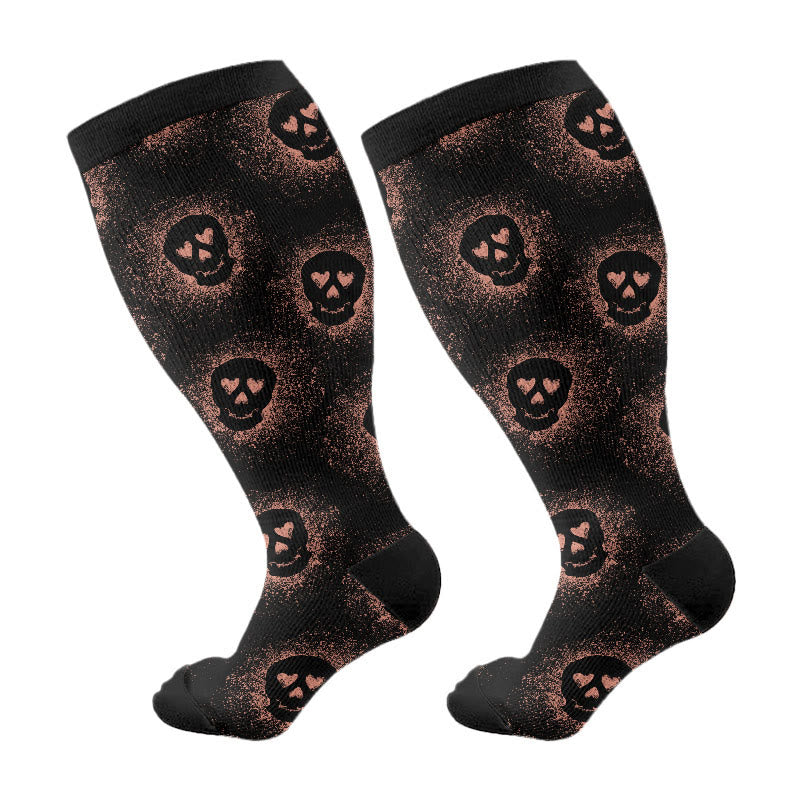 Plusock Plus Size X Ray Cat Christmas Animals Compression Socks - Black - 4XL - image 8