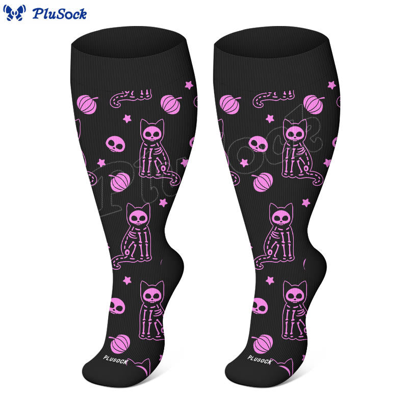 Plusock Plus Size X Ray Cat Christmas Animals Compression Socks - image 5