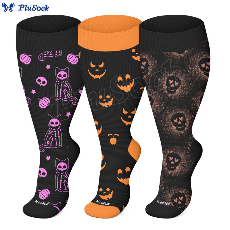 Plusock Plus Size X Ray Cat Christmas Animals Compression Socks - image 0