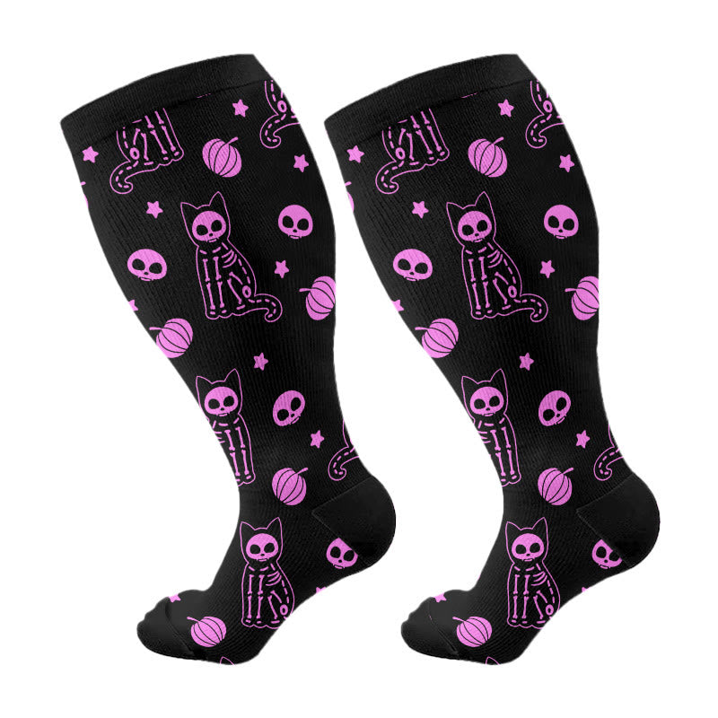 Plus Size X Ray Cat Compression Socks(3 Pairs) - Purple(1 Pair) - 4XL - image 8