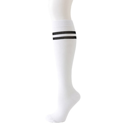 Striped Knee High Compression Socks(6 Pairs) - White - L/XL - image 7