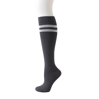 Striped Knee High Compression Socks(6 Pairs) - Grey - L/XL - image 3