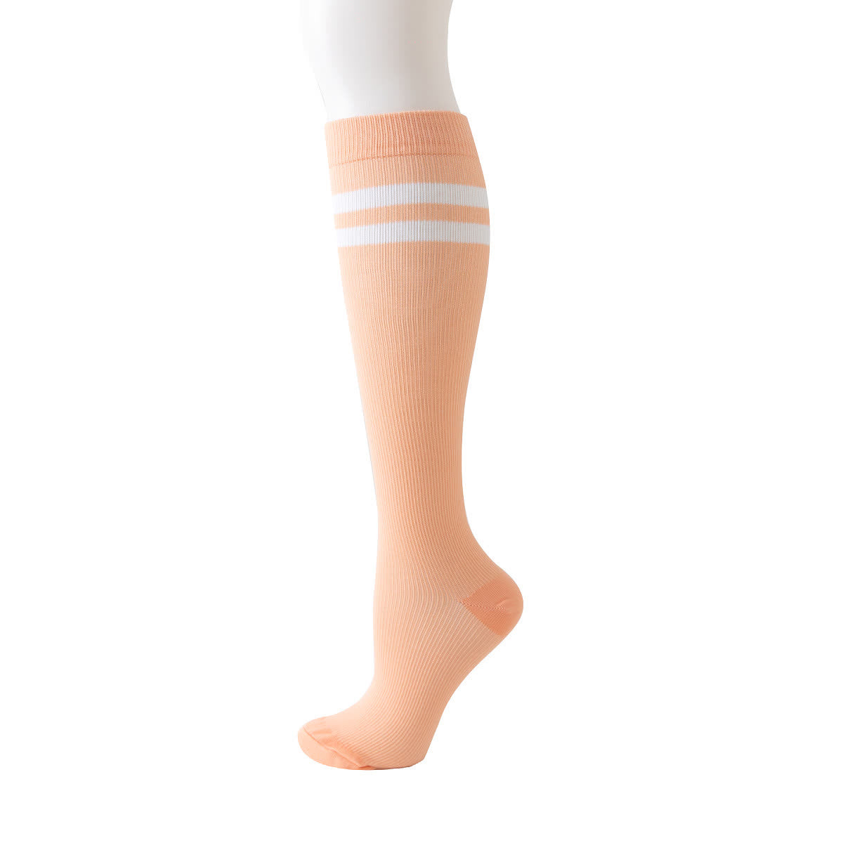 Striped Knee High Compression Socks(6 Pairs) - Orange - L/XL - image 6