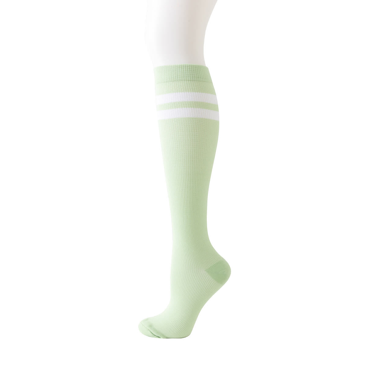 Striped Knee High Compression Socks(6 Pairs) - Green - L/XL - image 4