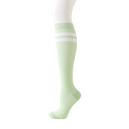Striped Knee High Compression Socks(6 Pairs) - Green - L/XL - image 4