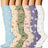Plusock Rose Daisy Print Knee High Compression Socks(6 Pairs) - Multicolor - S/M - image 0