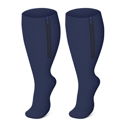 2XL-7XL Plus Size Navy Blue Zipper Compression Socks - Navy Blue - 4XL - image 2