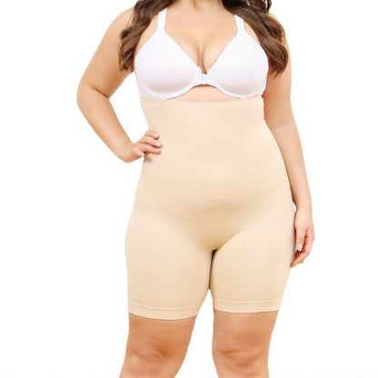 Plus Size High Waist Compression Shorts - Nude - 4XL - image 4